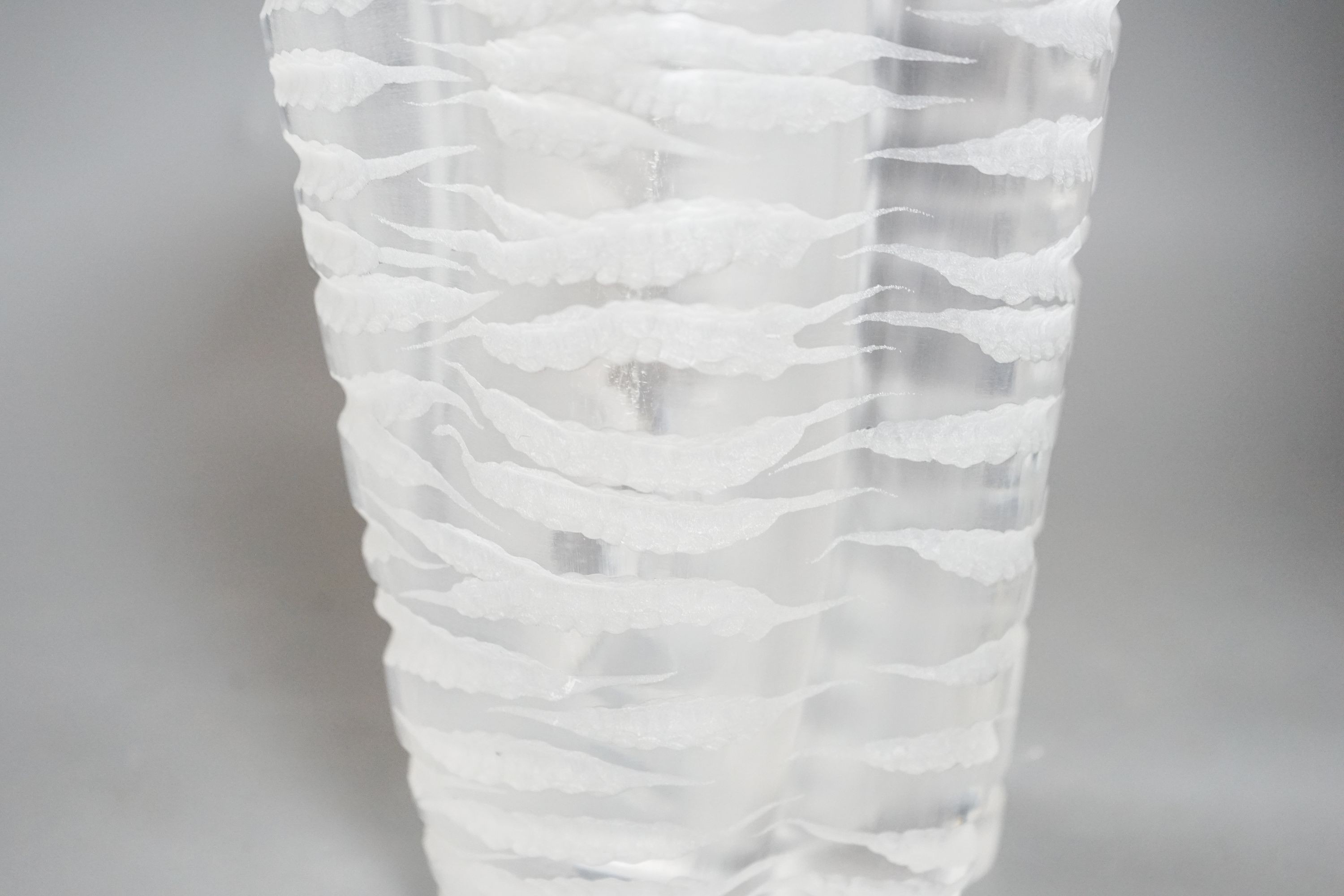 A large Lalique Senlis pattern frosted glass vase, 1950’s/60s, 30cm